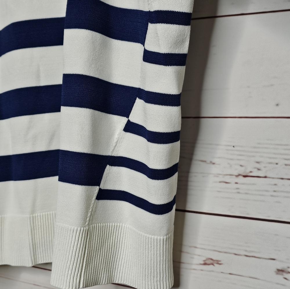ON 34th Striped Navy and White Crewneck Sweater - Picture 4 of 12